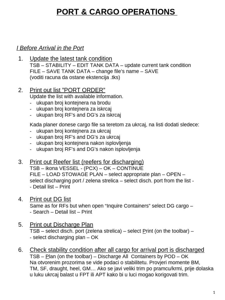 Port & Cargo Operations | PDF