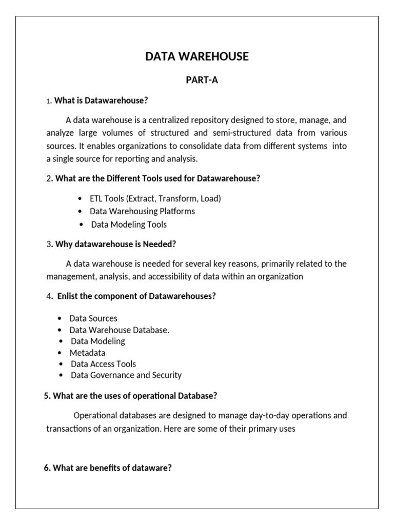 Data Warehouse Ccs341 Pdf