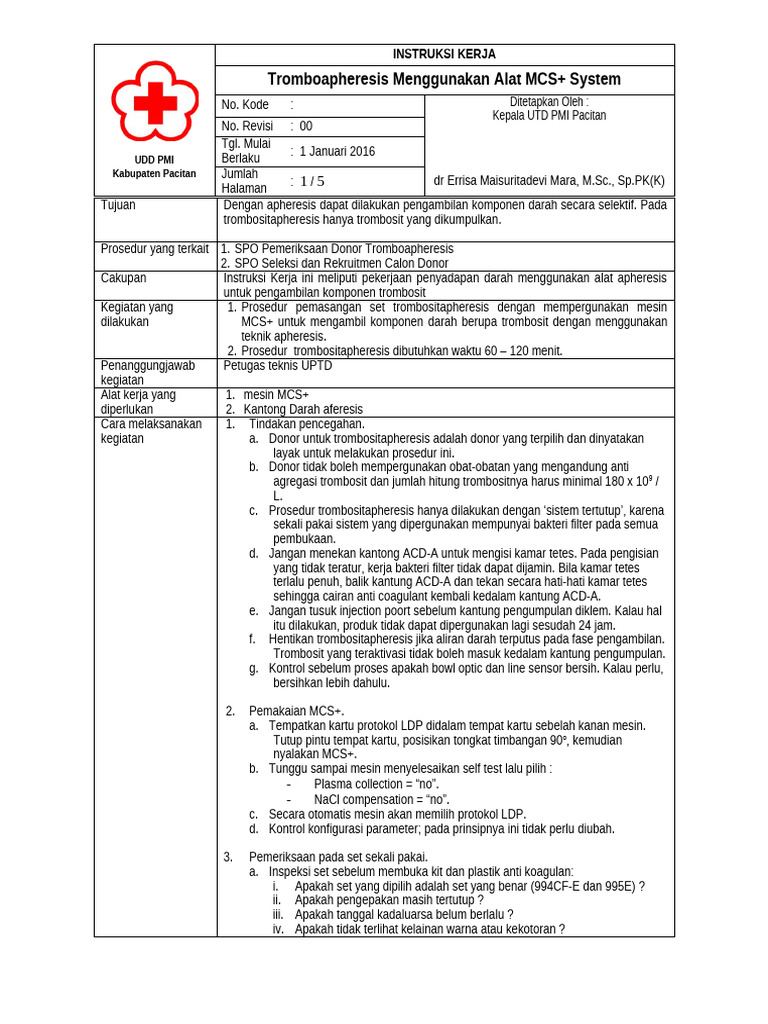 IK Tromboapheresis Dengan MCS+ | PDF