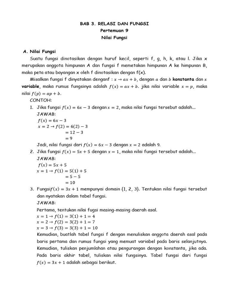 9 Nilai Fungsi | PDF