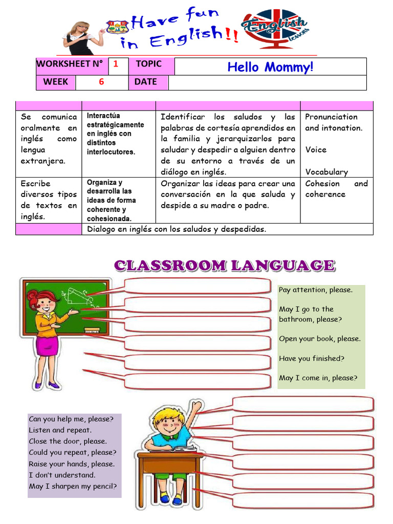 Worksheet-1-Hello Mommy-1° | PDF