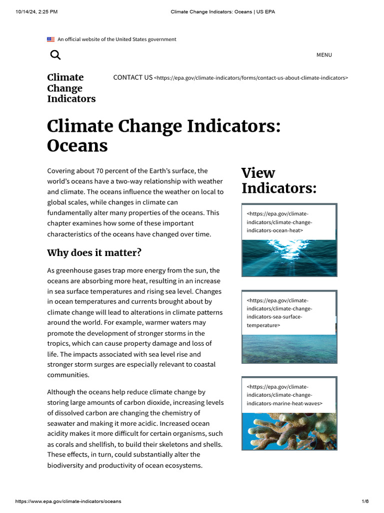 Climate Change Indicators Oceans Us Epa Pdf