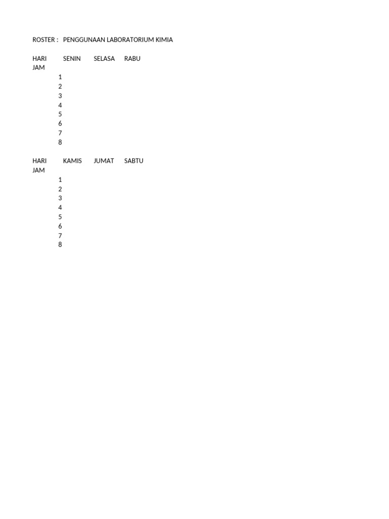 Roster Laboratorium | PDF