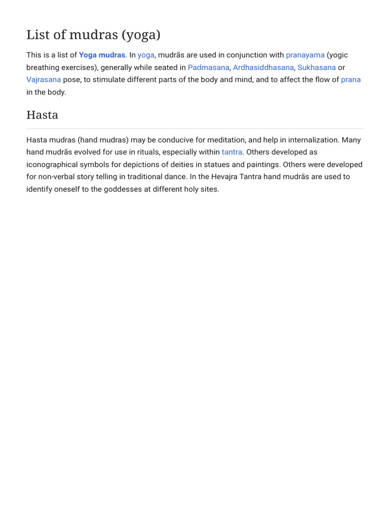 List Of Mudras Yoga Wikipedia Pdf
