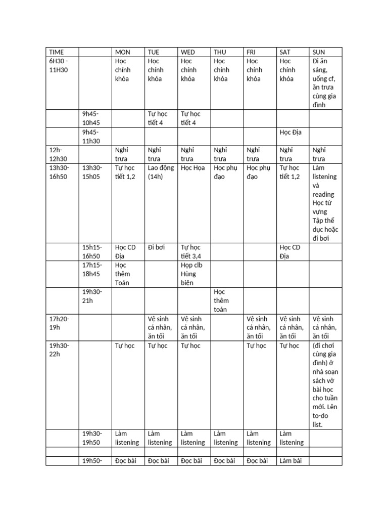 Timetable | PDF