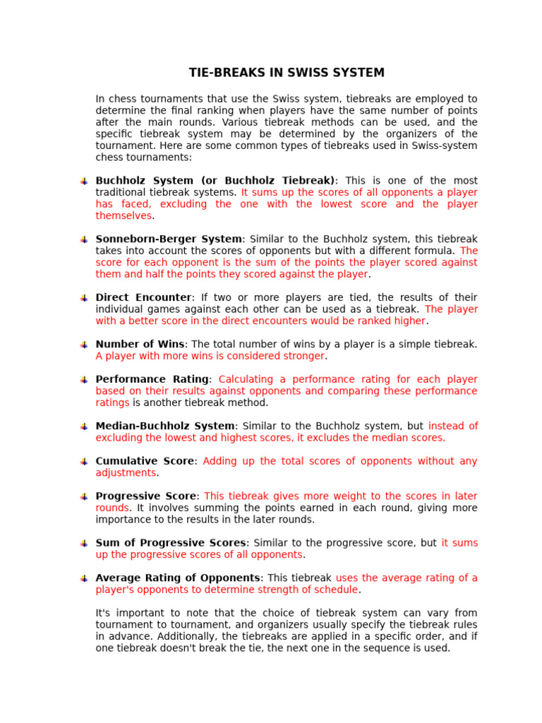 Swiss System Tie Breaks | PDF