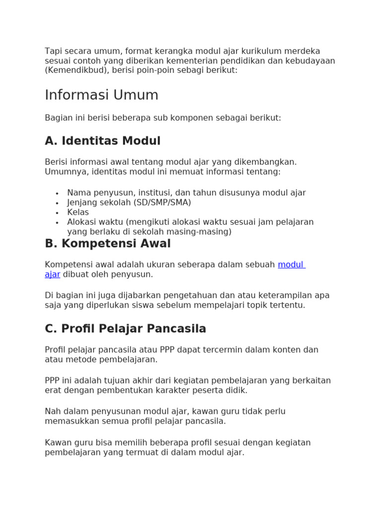 Kerangka Modul Ajar | PDF
