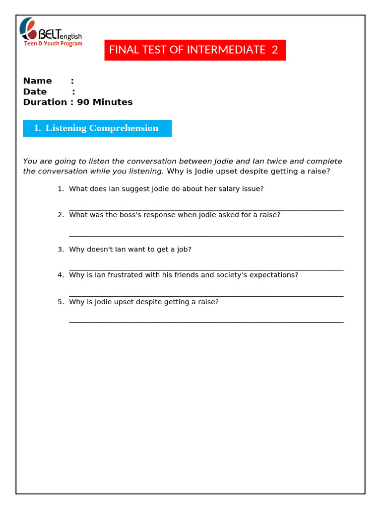 Intermediate 2 Final Exam : Intermediate 2 Final Exam Review – ABGY
