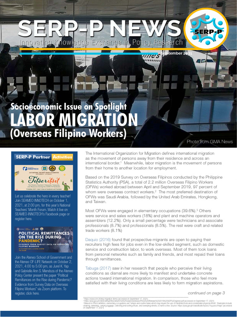 SERP-P News September 2021 | PDF | Migrant Worker | Human Migration