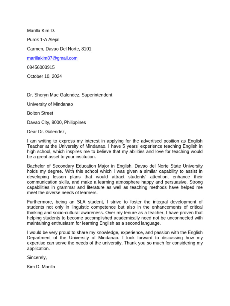 Application Letter | PDF