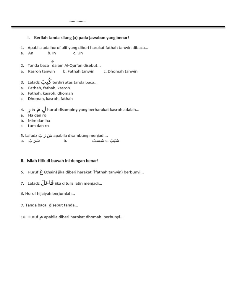 Soal Iqro 5 6 | PDF