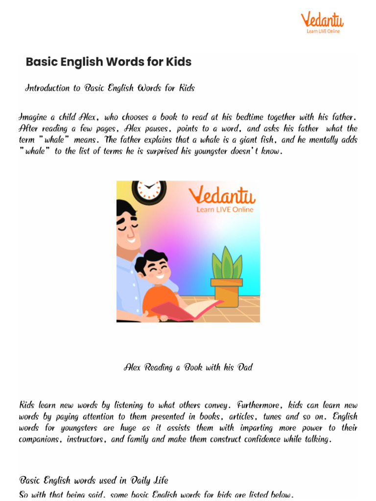 Basic English Words for Kids PDF