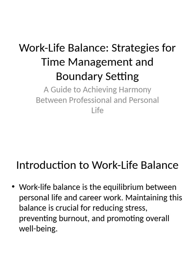 Work Life Balance Strategies | PDF
