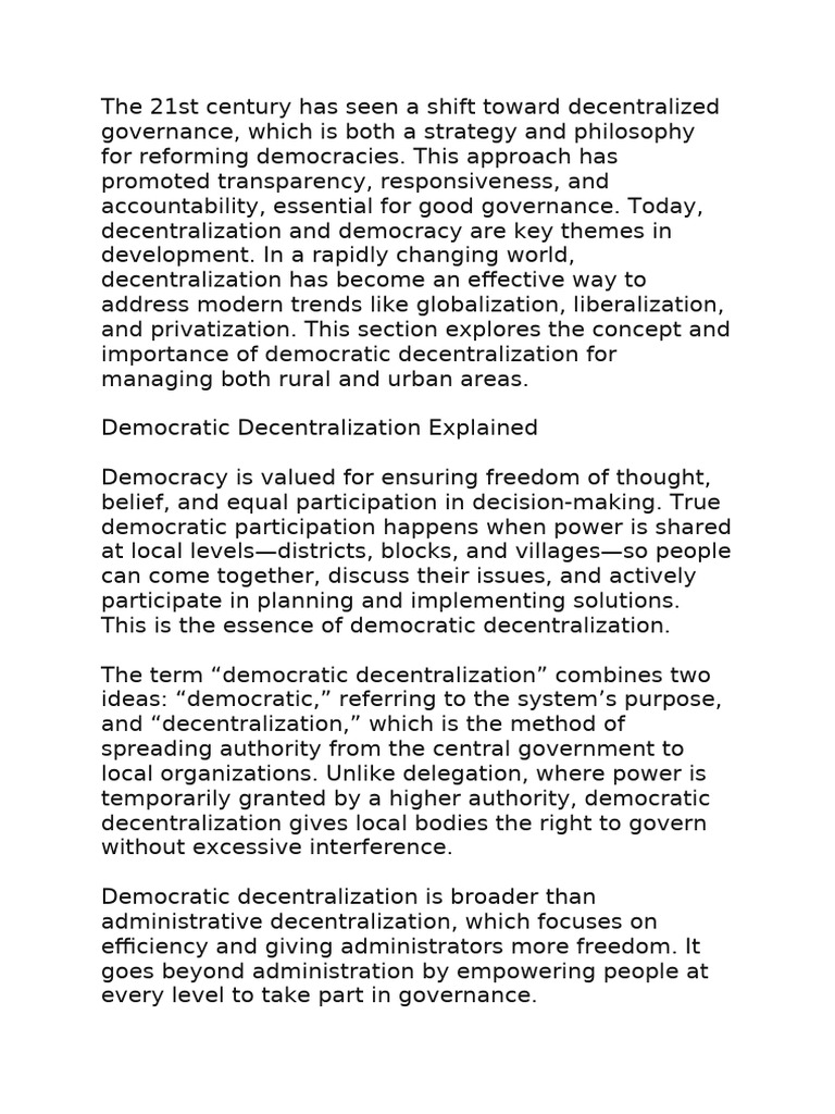 Understanding Democratic Decentralization | PDF | Decentralization ...