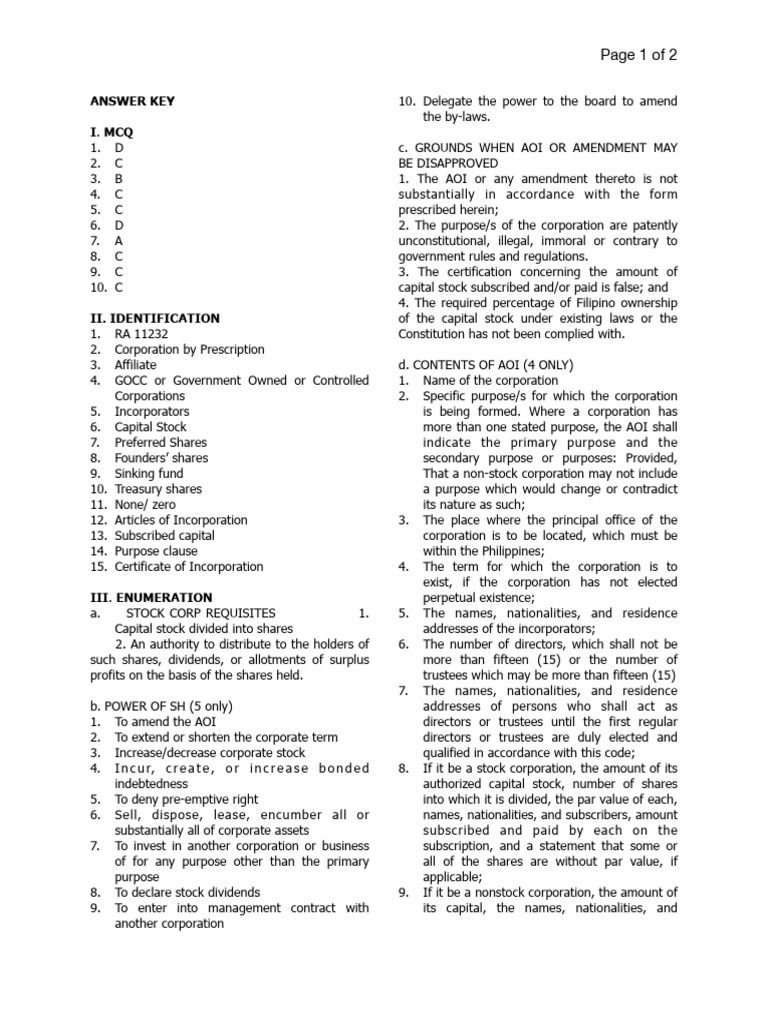 PDF Answer Key LONG QUIZ 1 | PDF