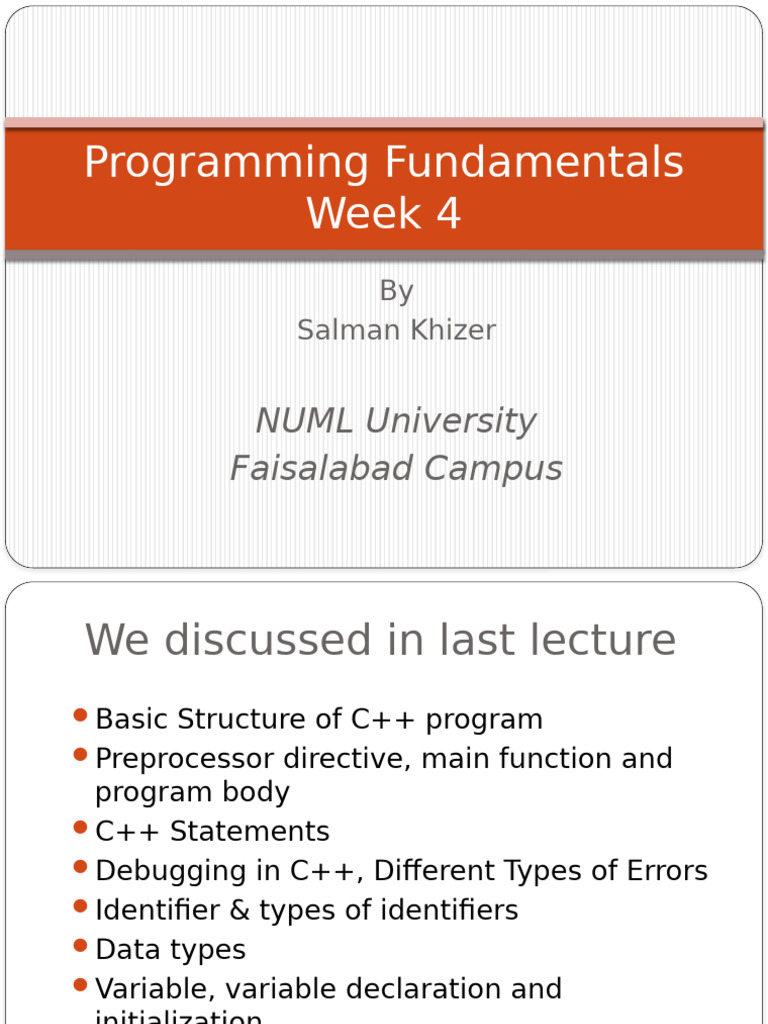 Week 04 - Fundamentals of Programming Constructs | PDF