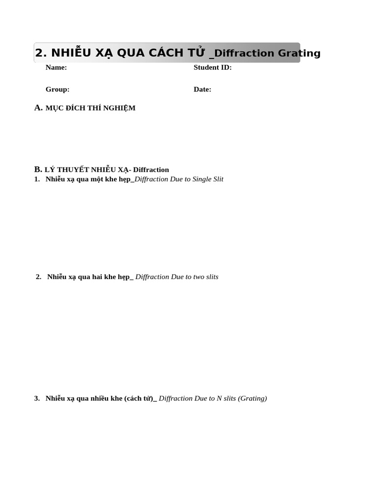 Lab Report - Diffraction Grating | PDF