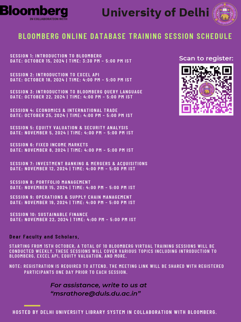 Bloomberg schedule pdf