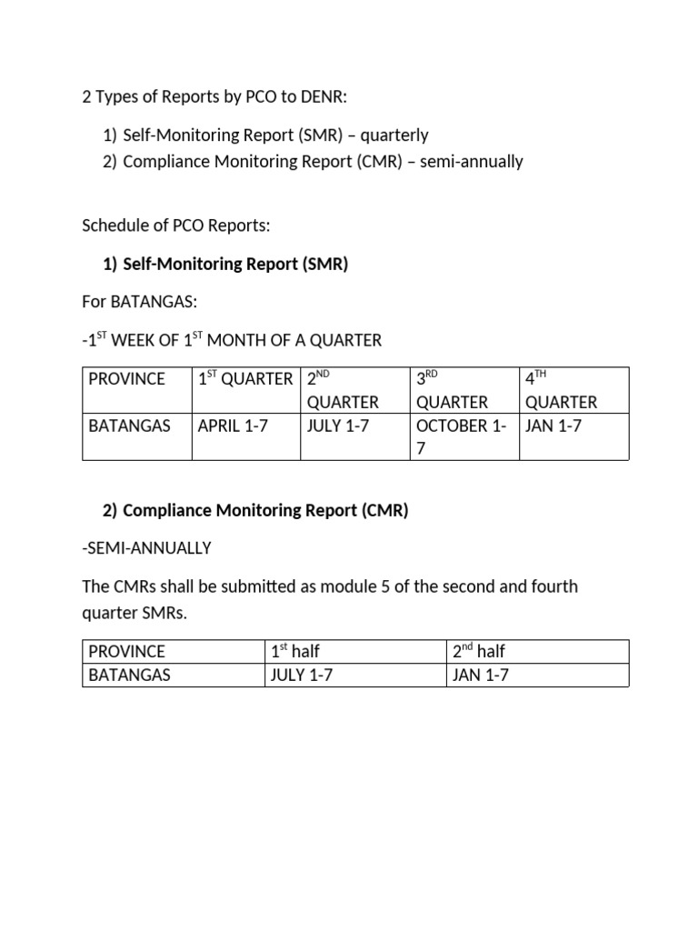 2 Types of Reports by PCO To DENR | PDF