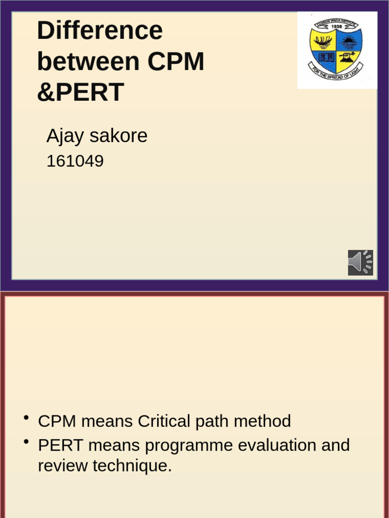Difference Between CPM &PERT | PDF