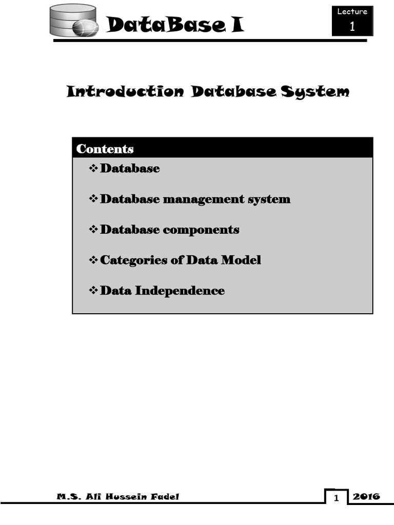 Data Base I - 1 | PDF