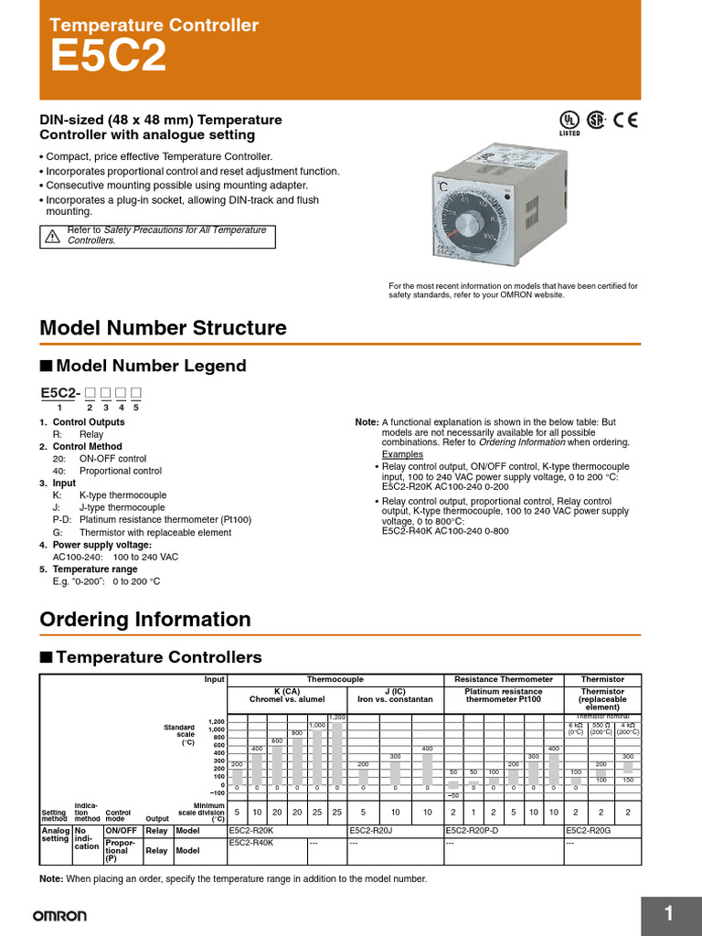 H12e E5c2 Temperature Controller Datasheet en | PDF