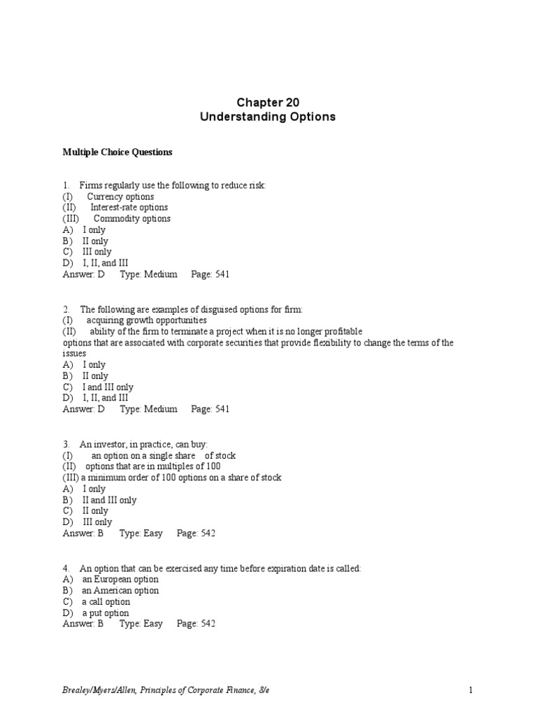 Options Analysis in Corporate Finance | PDF | Put Option | Option (Finance)
