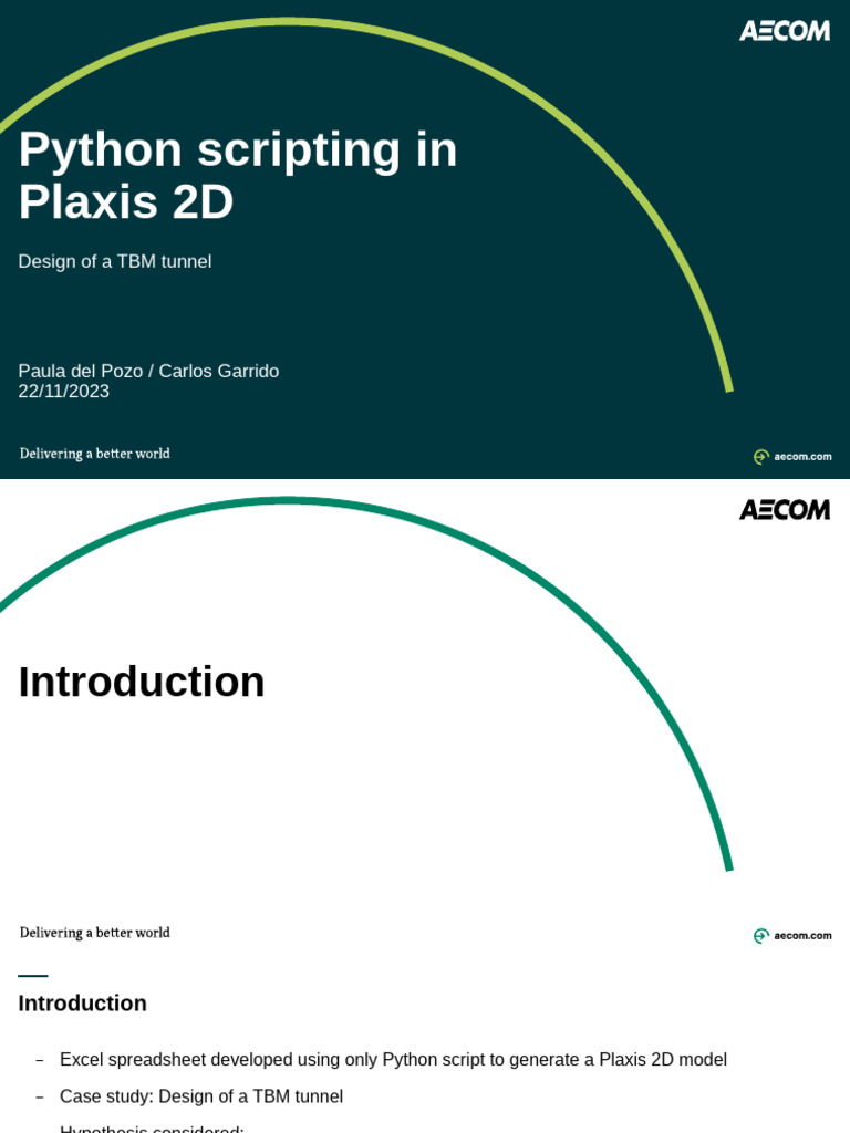 Presentation Python Scripting in Plaxis 2D-Design of A TBM Tunnel | PDF