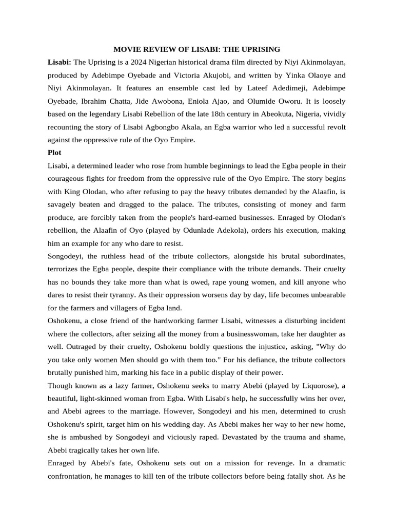 LISABI MOVIE REVIEW OF LISABI PDF