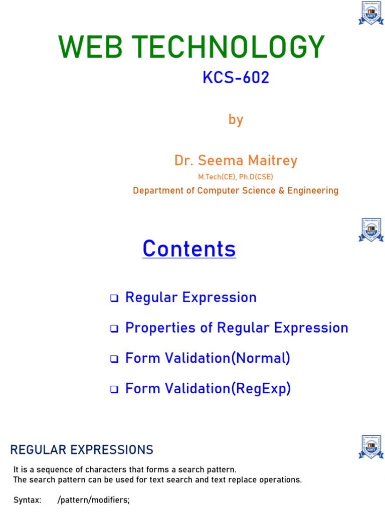 6 js regexp formvalidations unit 3 pdf