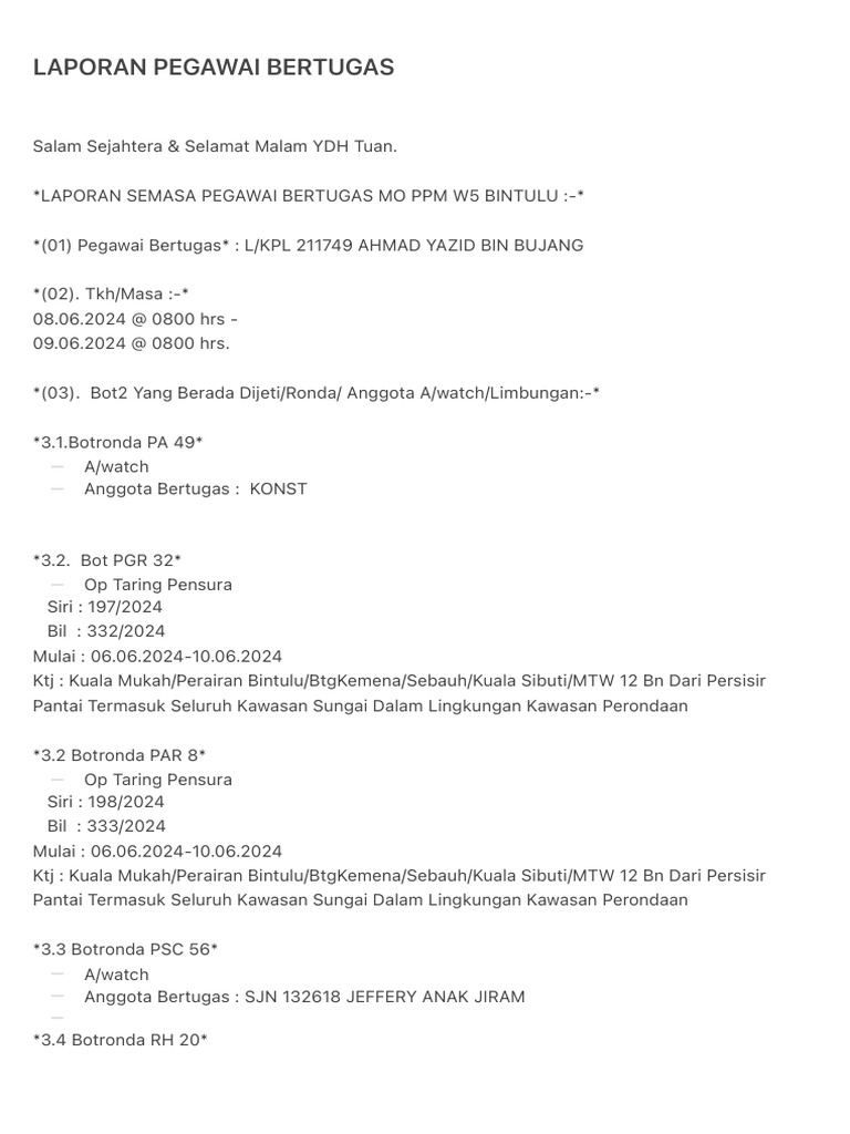 Laporan Pegawai Bertugas Pdf