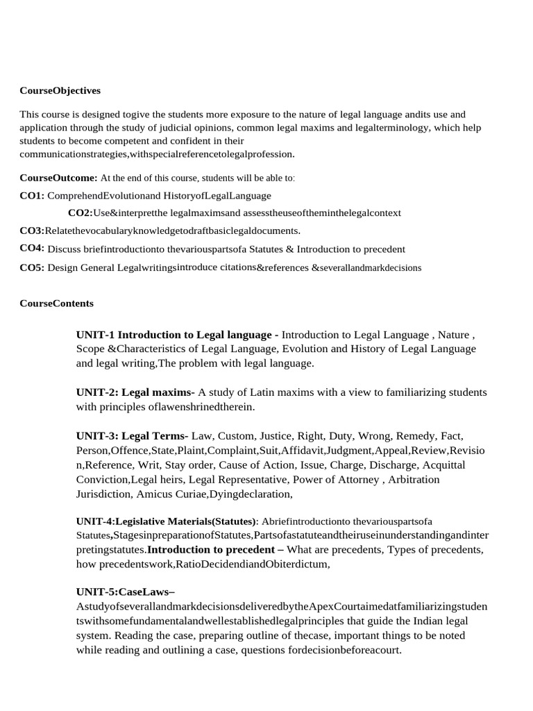 Syllabus Legal Language | PDF