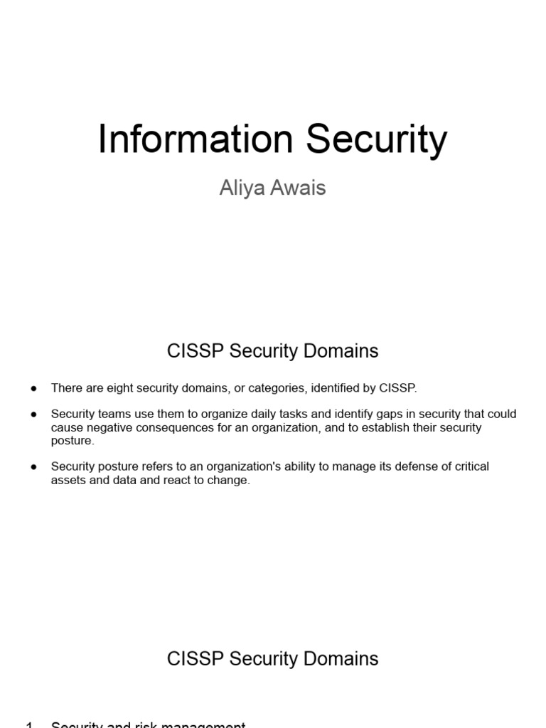 Information Security-Lecture 2-Cissp Security Domains | PDF