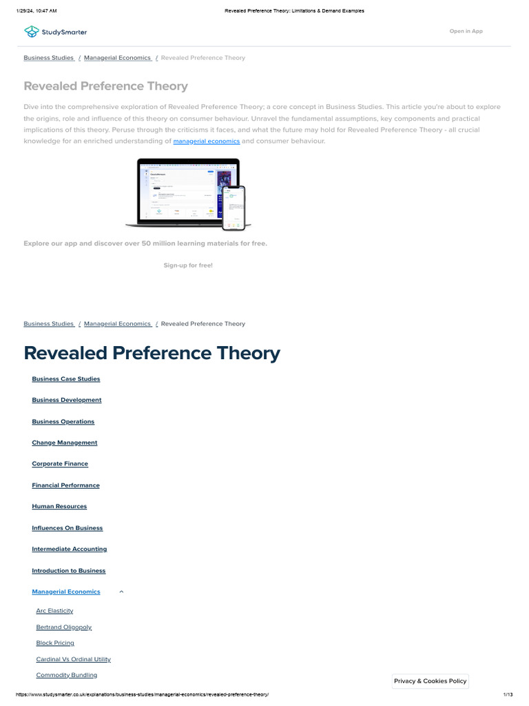 Revealed Preference Theory - Limitations & Demand Examples | PDF