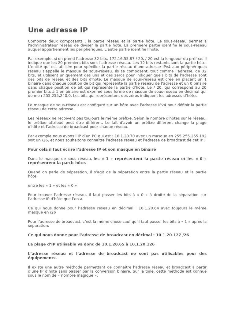Une Adresse IP | PDF