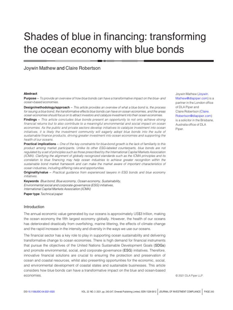Shades of Blue in Financing - Transforming The Ocean Economy With Blue ...