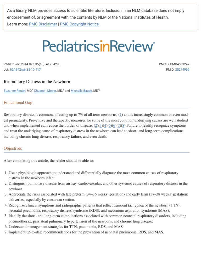 Respiratory Distress in The Newborn - PMC | PDF