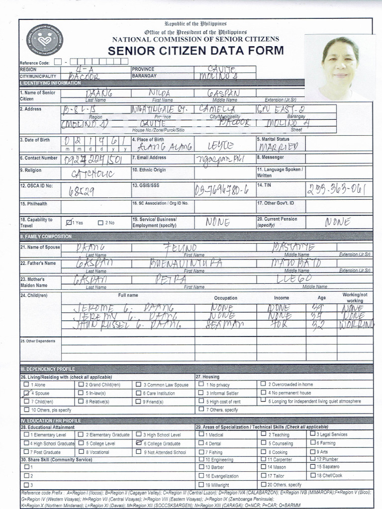 Senior Citizen Form | PDF