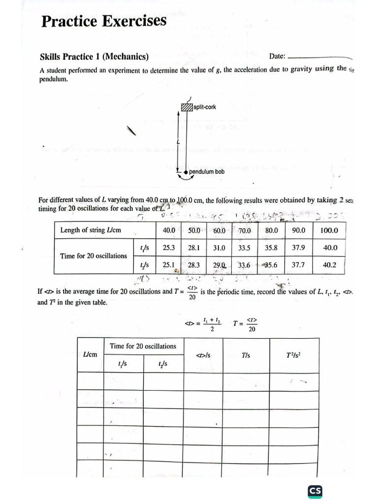 Simple pendulum practical pdf