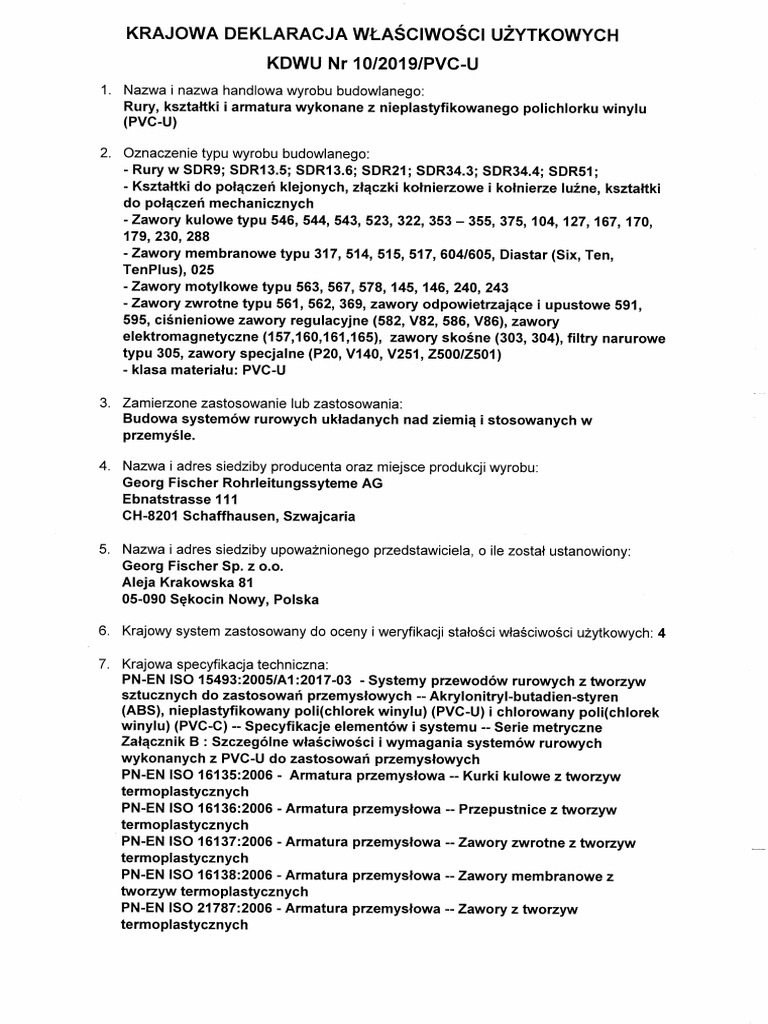 Gfps PL Declaration Conformity PVC U PL | PDF
