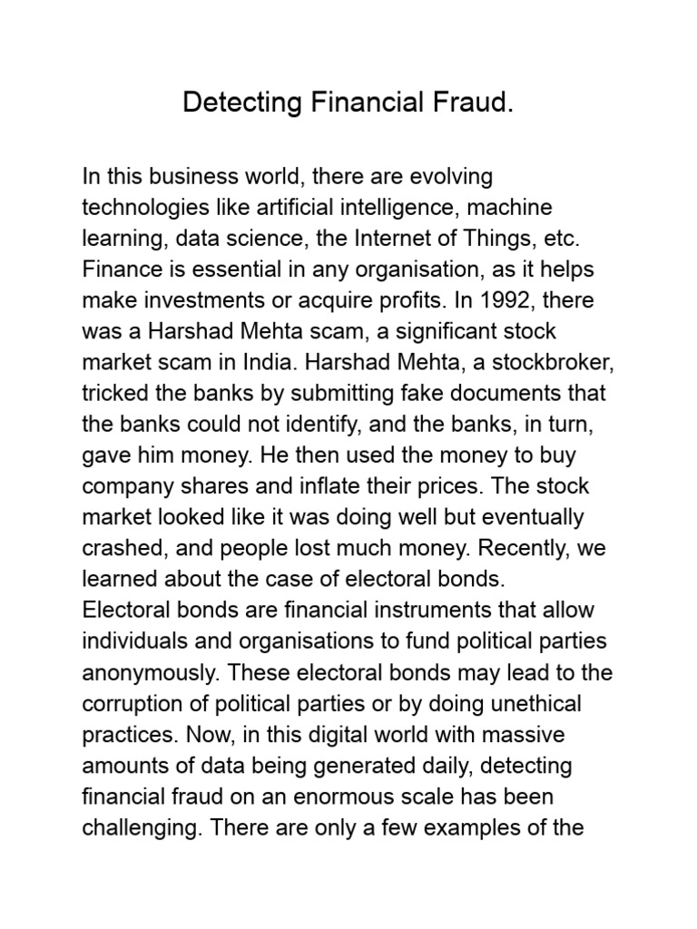 Detecting Financial Fraud. | PDF