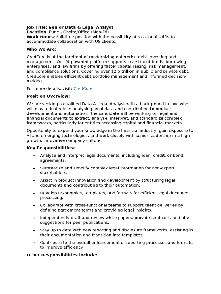 Sr. Data Legal Analyst JD | PDF | Financial Analyst | Business