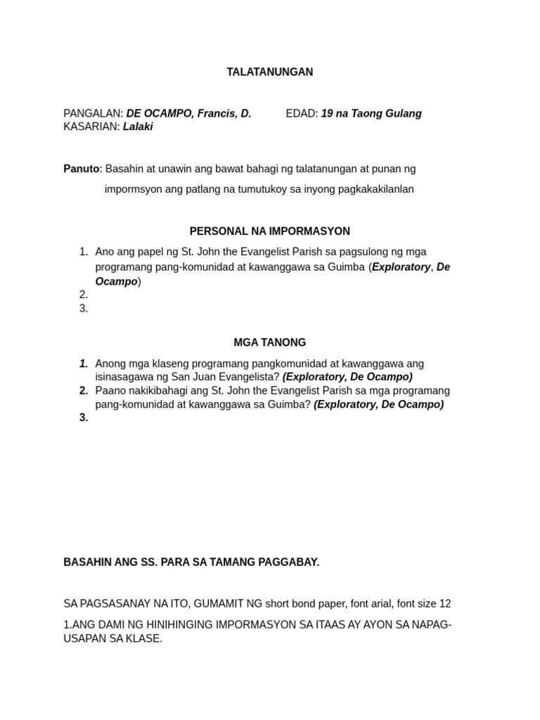 TALATANUNGAN | PDF