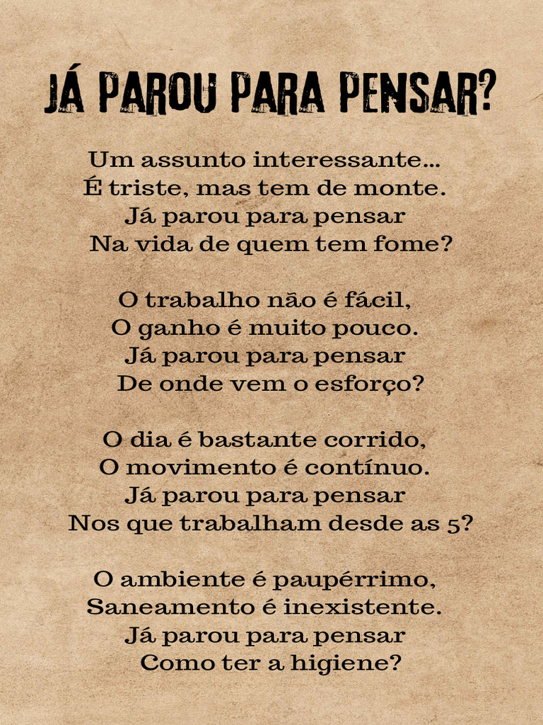 Poema sobre Desigualdade Social | PDF