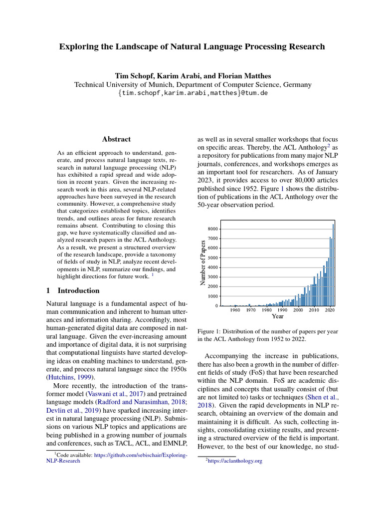 Exploring The Landscape of Natural Language Processing Research | PDF