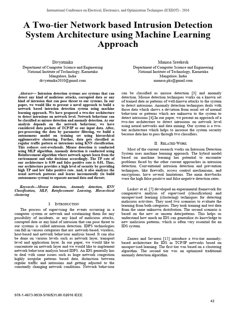 A Two-Tier Network Based Intrusion Detection | PDF