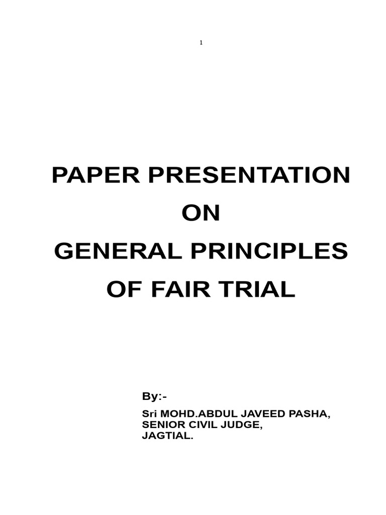 Javeed Pasha - Paper Presentation On General Principles of Fair Trial | PDF