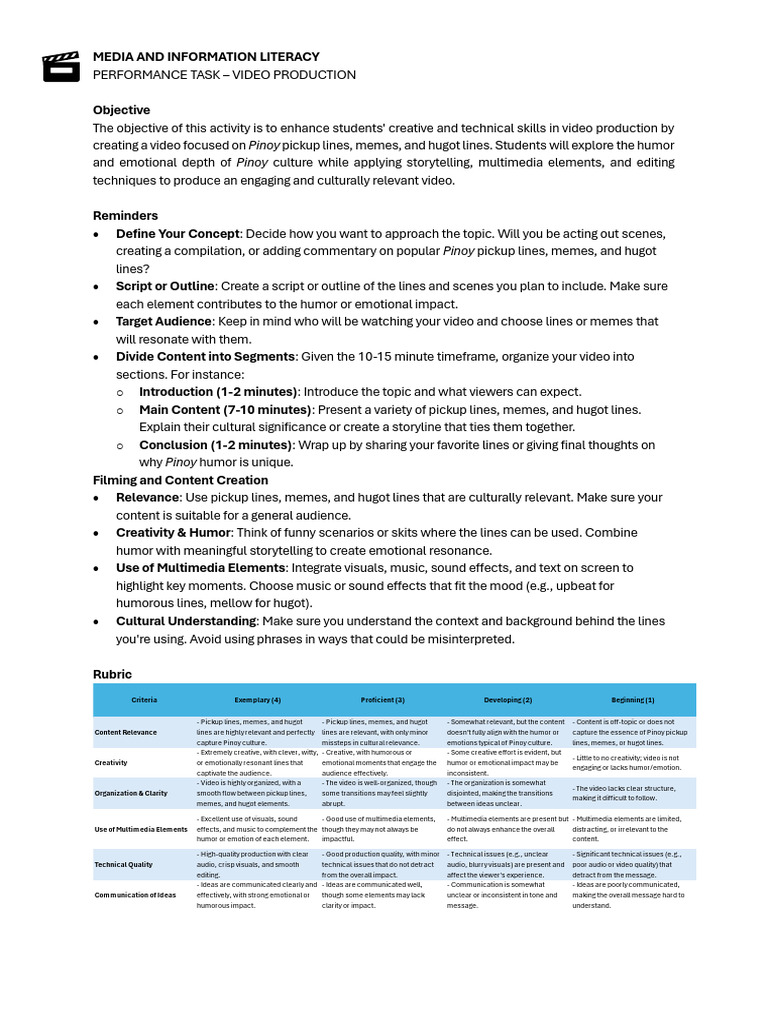 Video Production | PDF