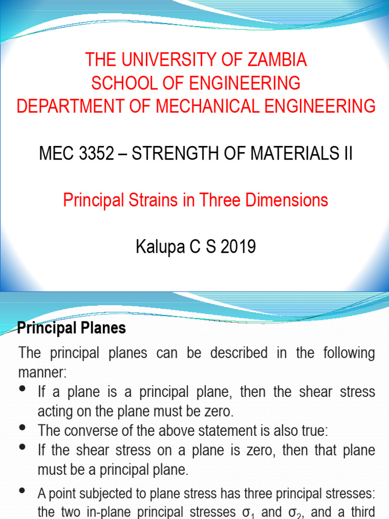 Principal Strains in 3D Mechanics | PDF | Young's Modulus | Stress ...