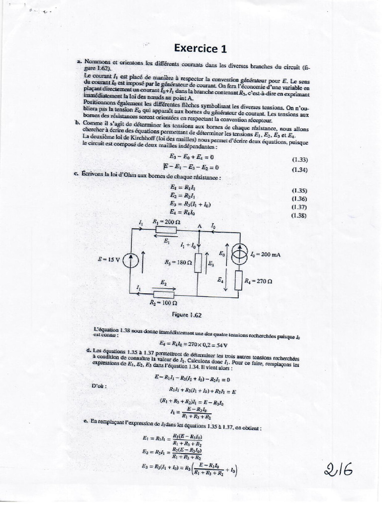 TD1 Electrocinétique - Corrigé | PDF